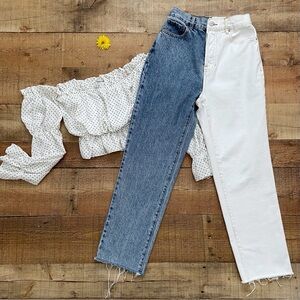 PacSun Two Tone Blue/White Straight Leg Jeans